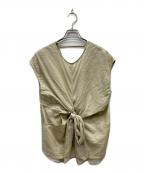 anukeアンヌーク）の古着「Linen Cachecoeur Tops」｜ベージュ
