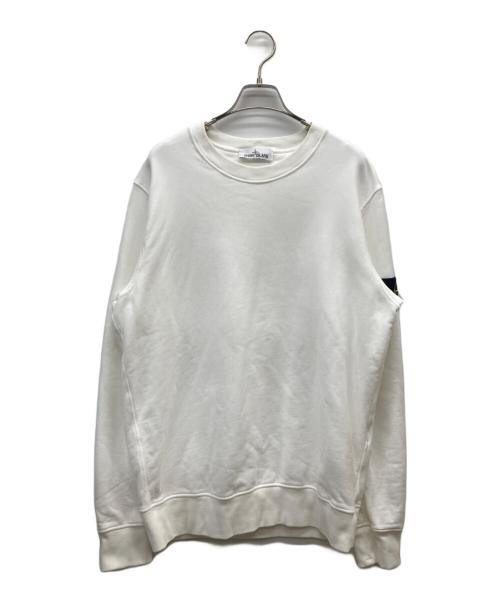 STONE ISLAND（ストーンアイランド）STONE ISLAND (ストーンアイランド) ガーメントダイ ブラッシュドコットン スウェット ホワイト サイズ:Lの古着・服飾アイテム