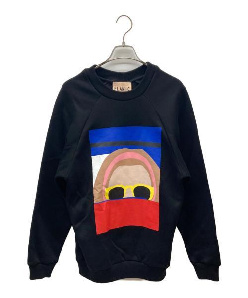 PLAN C（プランシー）PLAN C (プランシー) print pullover sweat ブラック サイズ:Sの古着・服飾アイテム