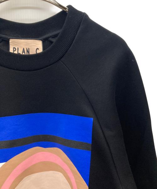PLAN C（プランシー）PLAN C (プランシー) print pullover sweat ブラック サイズ:Sの古着・服飾アイテム