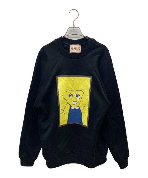 PLAN C（プランシー）PLAN C (プランシー) print pullover sweat ブラック サイズ:Mの古着・服飾アイテム