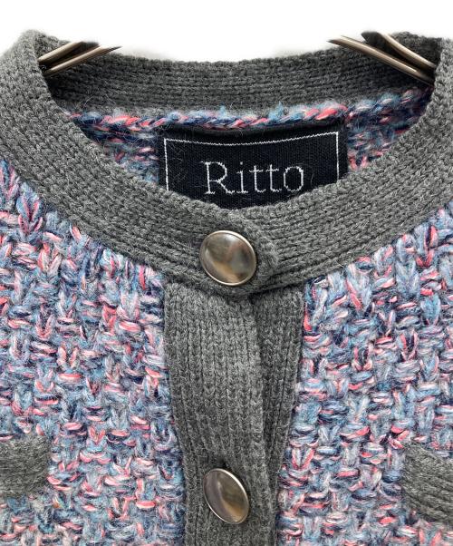 ritto（リット）ritto (リット) 別注ミックスニットカーディガン ブルー×ピンク サイズ:FREEの古着・服飾アイテム