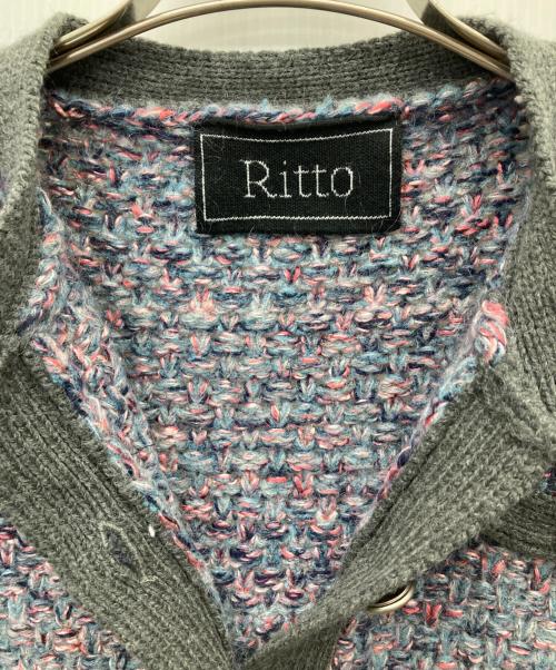 ritto（リット）ritto (リット) 別注ミックスニットカーディガン ブルー×ピンク サイズ:FREEの古着・服飾アイテム