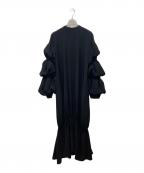 ENFOLDエンフォルド）の古着「ブラック ダブルサテン Tail Hem DRS」｜ブラック