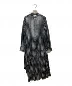 HYKEハイク）の古着「FD SQUARE PATTERN BOSOM DRESS」｜ブラック×ホワイト
