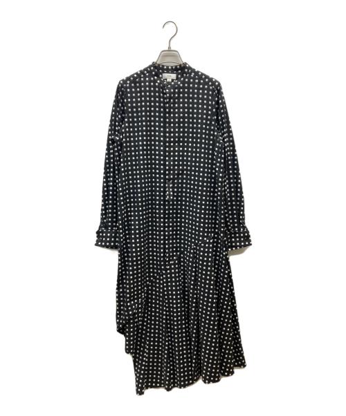 HYKE（ハイク）HYKE (ハイク) FD SQUARE PATTERN BOSOM DRESS ブラック×ホワイト サイズ:2の古着・服飾アイテム
