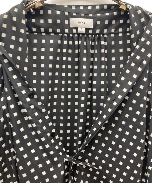 HYKE（ハイク）HYKE (ハイク) FD SQUARE PATTERN BOSOM DRESS ブラック×ホワイト サイズ:2の古着・服飾アイテム