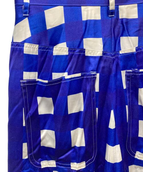 ENFOLD（エンフォルド）ENFOLD (エンフォルド) チェックサテンレーヨンワイドパンツ ブルー×ホワイト サイズ:SIZE 38の古着・服飾アイテム