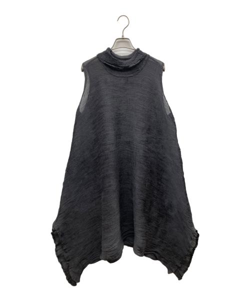 me ISSEY MIYAKE（ミーイッセイ ミヤケ）me ISSEY MIYAKE (ミーイッセイ ミヤケ) シースルークレープボトルネックワンピース グレー サイズ:-の古着・服飾アイテム
