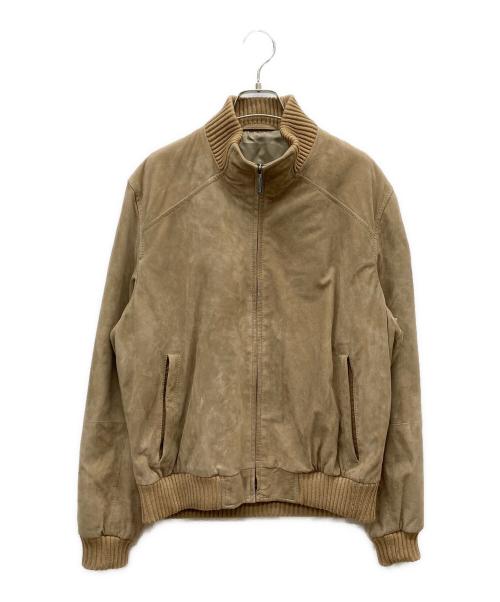 dunhill（ダンヒル）dunhill (ダンヒル) ゴートスキン レザーブルゾン ベージュ サイズ:Sの古着・服飾アイテム