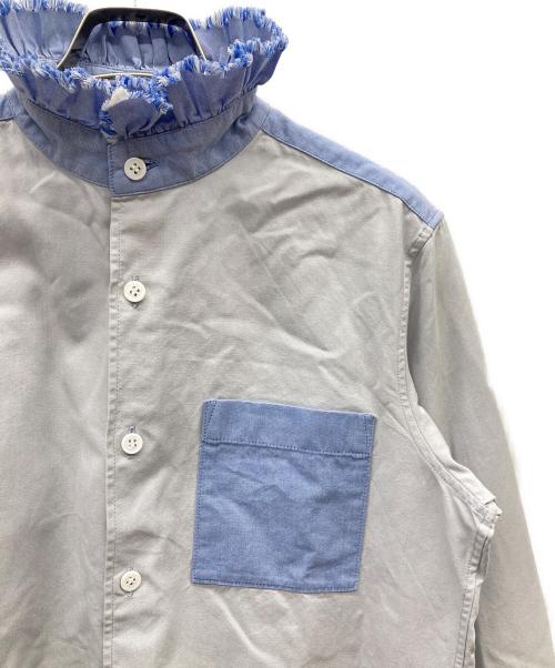 Y's（ワイズ）Y's (ワイズ) バイカラーフリルシャツ グレー×ブルー サイズ:2の古着・服飾アイテム