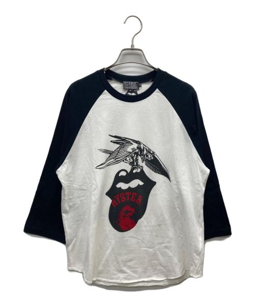 Hysteric Glamour（ヒステリックグラマー）Hysteric Glamour (ヒステリックグラマー) 7分丈ラグランカットソー ホワイト×ブラック サイズ:Mの古着・服飾アイテム
