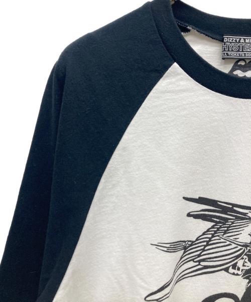 Hysteric Glamour（ヒステリックグラマー）Hysteric Glamour (ヒステリックグラマー) 7分丈ラグランカットソー ホワイト×ブラック サイズ:Mの古着・服飾アイテム