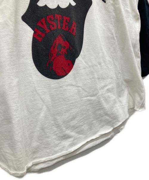 Hysteric Glamour（ヒステリックグラマー）Hysteric Glamour (ヒステリックグラマー) 7分丈ラグランカットソー ホワイト×ブラック サイズ:Mの古着・服飾アイテム