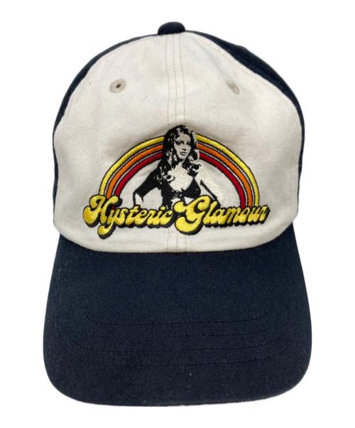 Hysteric Glamour（ヒステリックグラマー）Hysteric Glamour (ヒステリックグラマー) HG RAINBOW刺繍 キャップ ホワイト×ブラック サイズ:FREEの古着・服飾アイテム