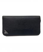 PRADAプラダ）の古着「SAFFIANO EMBOSS ROUND ZIP WALLET」｜ブラック