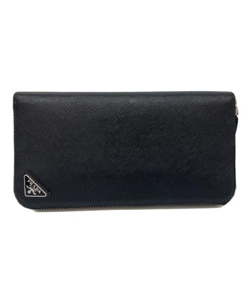 PRADA（プラダ）PRADA (プラダ) SAFFIANO EMBOSS ROUND ZIP WALLET ブラック サイズ:-の古着・服飾アイテム