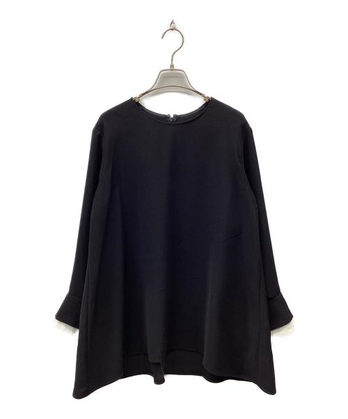 BEARDSLEY（ビアズリー）BEARDSLEY (ビアズリー) 袖口レースブラウス ブラック サイズ:FREEの古着・服飾アイテム