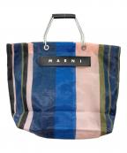 MARNIマルニ）の古着「MARKET STRIPE BAG」｜ブルー×ピンク