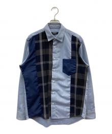 BLACK LABEL CRESTBRIDGE（ブラックレーベル クレストブリッジ）の古着「パッチワークフラノシャツ」｜ブラック×ブルー