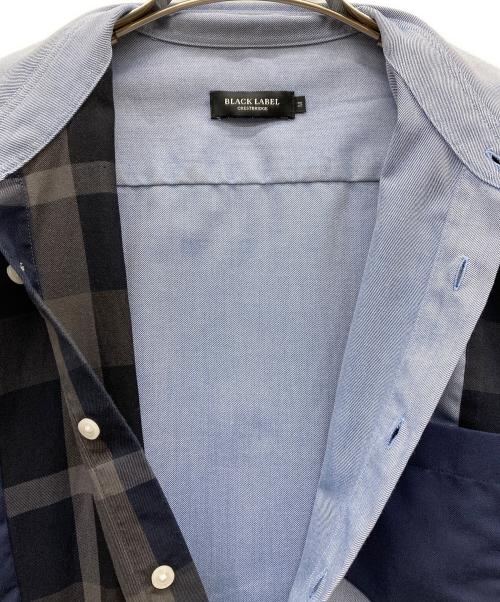 BLACK LABEL CRESTBRIDGE（ブラックレーベル クレストブリッジ）BLACK LABEL CRESTBRIDGE (ブラックレーベル クレストブリッジ) パッチワークフラノシャツ ブラック×ブルー サイズ:Mの古着・服飾アイテム