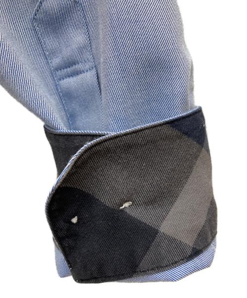 BLACK LABEL CRESTBRIDGE（ブラックレーベル クレストブリッジ）BLACK LABEL CRESTBRIDGE (ブラックレーベル クレストブリッジ) パッチワークフラノシャツ ブラック×ブルー サイズ:Mの古着・服飾アイテム