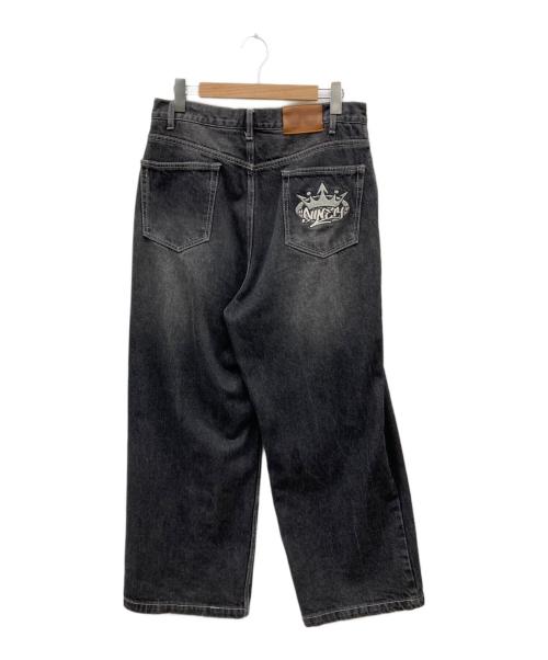9090（9090）9090 (9090) King Logo Vintage Like Denim ブラック サイズ:Lの古着・服飾アイテム