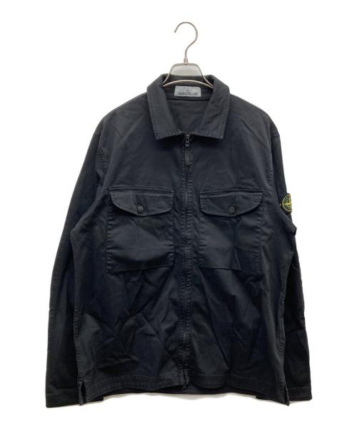 STONE ISLAND（ストーンアイランド）STONE ISLAND (ストーンアイランド) 24AW コットンストレッチ ジップシャツ ブラック サイズ:XLの古着・服飾アイテム