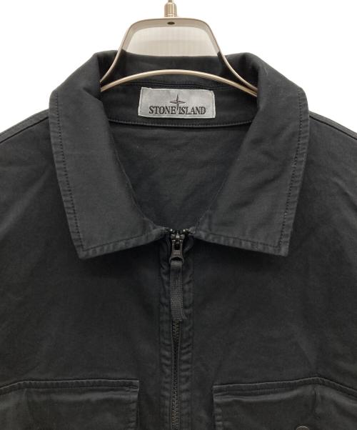 STONE ISLAND（ストーンアイランド）STONE ISLAND (ストーンアイランド) 24AW コットンストレッチ ジップシャツ ブラック サイズ:XLの古着・服飾アイテム
