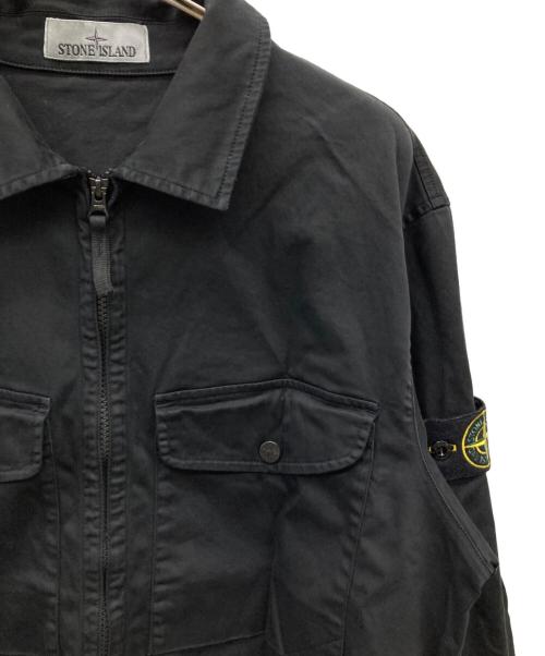 STONE ISLAND（ストーンアイランド）STONE ISLAND (ストーンアイランド) 24AW コットンストレッチ ジップシャツ ブラック サイズ:XLの古着・服飾アイテム