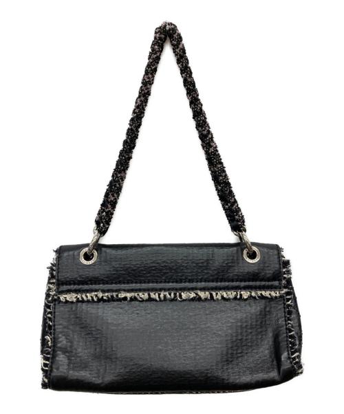 CHANEL（シャネル）CHANEL (シャネル) ココマーク ツイードチェーン レザーハンドバッグ ブラック サイズ:-の古着・服飾アイテム