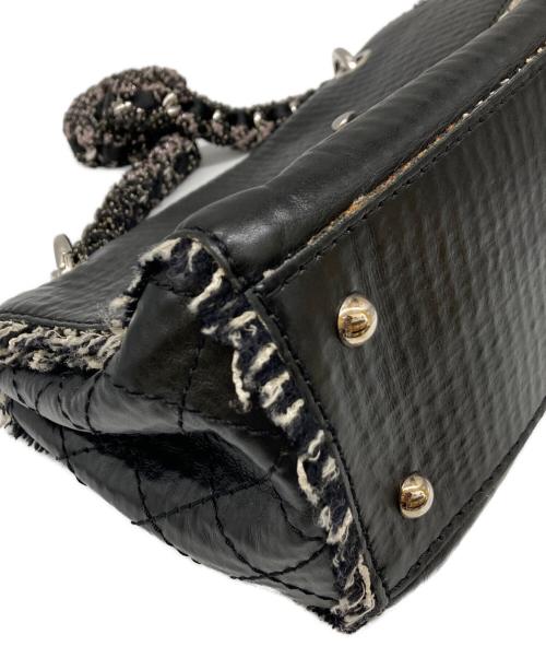CHANEL（シャネル）CHANEL (シャネル) ココマーク ツイードチェーン レザーハンドバッグ ブラック サイズ:-の古着・服飾アイテム