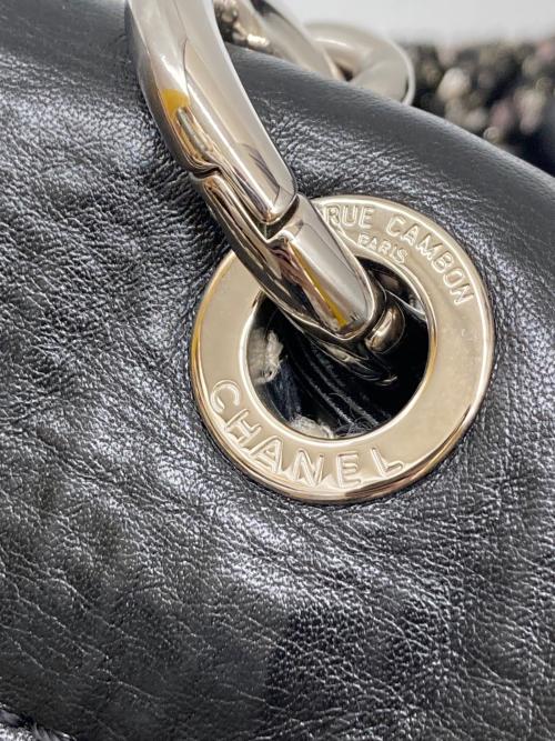 CHANEL（シャネル）CHANEL (シャネル) ココマーク ツイードチェーン レザーハンドバッグ ブラック サイズ:-の古着・服飾アイテム