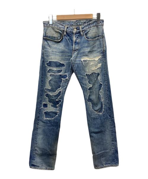 Hysteric Glamour（ヒステリックグラマー）Hysteric Glamour (ヒステリックグラマー) スタッズUPR加工デニムパンツ インディゴ サイズ:W28の古着・服飾アイテム
