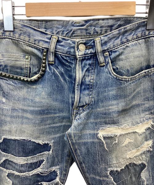 Hysteric Glamour（ヒステリックグラマー）Hysteric Glamour (ヒステリックグラマー) スタッズUPR加工デニムパンツ インディゴ サイズ:W28の古着・服飾アイテム