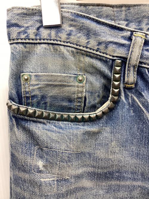 Hysteric Glamour（ヒステリックグラマー）Hysteric Glamour (ヒステリックグラマー) スタッズUPR加工デニムパンツ インディゴ サイズ:W28の古着・服飾アイテム