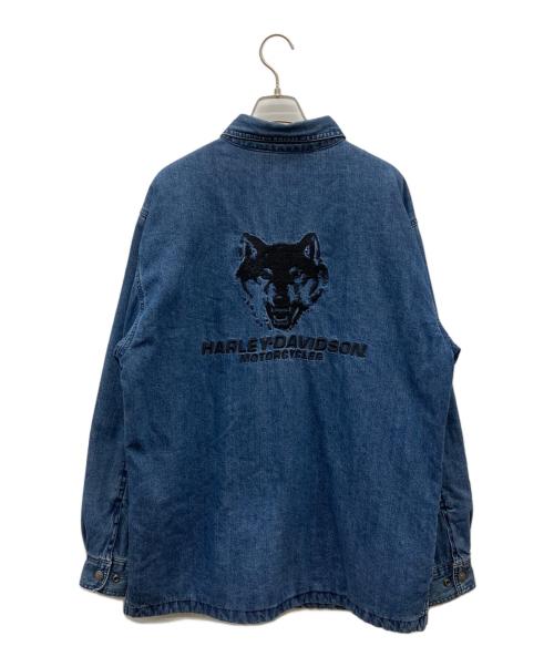 HARLEY-DAVIDSON（ハーレーダビッドソン）HARLEY-DAVIDSON (ハーレーダビッドソン) 刺繍ロゴデニムジャケット インディゴ サイズ:Lの古着・服飾アイテム