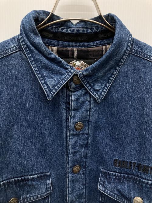 HARLEY-DAVIDSON（ハーレーダビッドソン）HARLEY-DAVIDSON (ハーレーダビッドソン) 刺繍ロゴデニムジャケット インディゴ サイズ:Lの古着・服飾アイテム