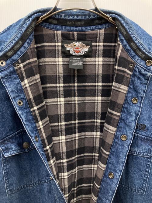 HARLEY-DAVIDSON（ハーレーダビッドソン）HARLEY-DAVIDSON (ハーレーダビッドソン) 刺繍ロゴデニムジャケット インディゴ サイズ:Lの古着・服飾アイテム