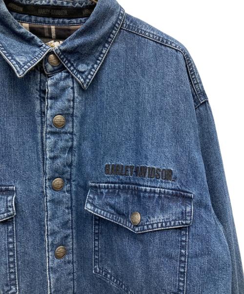 HARLEY-DAVIDSON（ハーレーダビッドソン）HARLEY-DAVIDSON (ハーレーダビッドソン) 刺繍ロゴデニムジャケット インディゴ サイズ:Lの古着・服飾アイテム