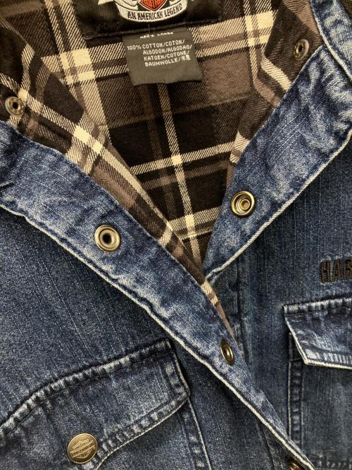 HARLEY-DAVIDSON（ハーレーダビッドソン）HARLEY-DAVIDSON (ハーレーダビッドソン) 刺繍ロゴデニムジャケット インディゴ サイズ:Lの古着・服飾アイテム