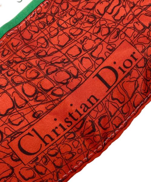 Christian Dior（クリスチャン ディオール）Christian Dior (クリスチャン ディオール) 大判シルクスカーフ グリーン×レッドの古着・服飾アイテム