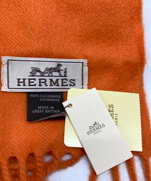 HERMES（エルメス）HERMES (エルメス) カシミヤマフラー オレンジの古着・服飾アイテム