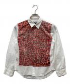 BLACK COMME des GARCONSブラックコムデギャルソン）の古着「レオパード切替長袖シャツ」｜レッド×ホワイト