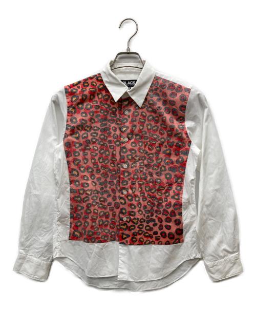 BLACK COMME des GARCONS（ブラックコムデギャルソン）BLACK COMME des GARCONS (ブラックコムデギャルソン) レオパード切替長袖シャツ レッド×ホワイト サイズ:XSの古着・服飾アイテム