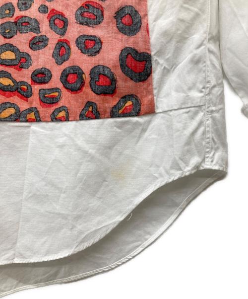 BLACK COMME des GARCONS（ブラックコムデギャルソン）BLACK COMME des GARCONS (ブラックコムデギャルソン) レオパード切替長袖シャツ レッド×ホワイト サイズ:XSの古着・服飾アイテム