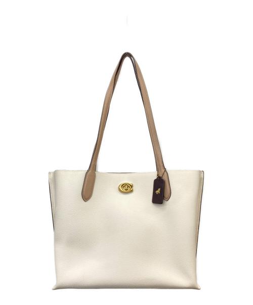 COACH（コーチ）COACH (コーチ) ウィロウ レザートートバッグ ホワイト×ベージュの古着・服飾アイテム
