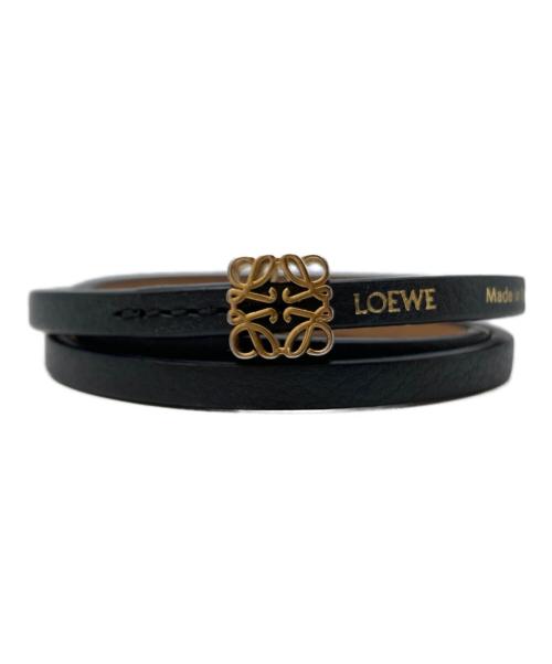 LOEWE（ロエベ）LOEWE (ロエベ) アナグラム ボンベ ツイスト ブレスレット ブラック×ゴールドの古着・服飾アイテム