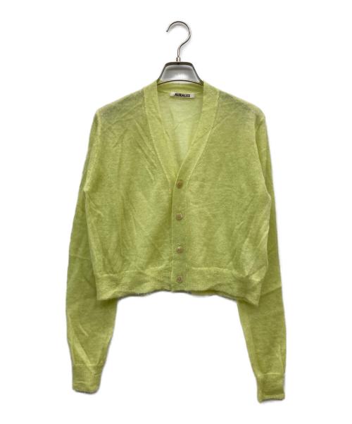 AURALEE（オーラリー）AURALEE (オーラリー) KID MOHAIR SHEER KNIT CARDIGAN イエロー サイズ:1の古着・服飾アイテム