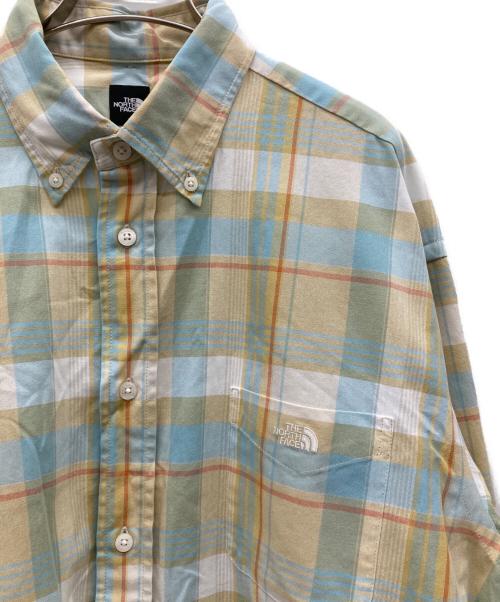 THE NORTH FACE（ザ ノース フェイス）THE NORTH FACE (ザ ノース フェイス) ロングスリーブマドラスシャツ ベージュ×グリーン サイズ:Lの古着・服飾アイテム